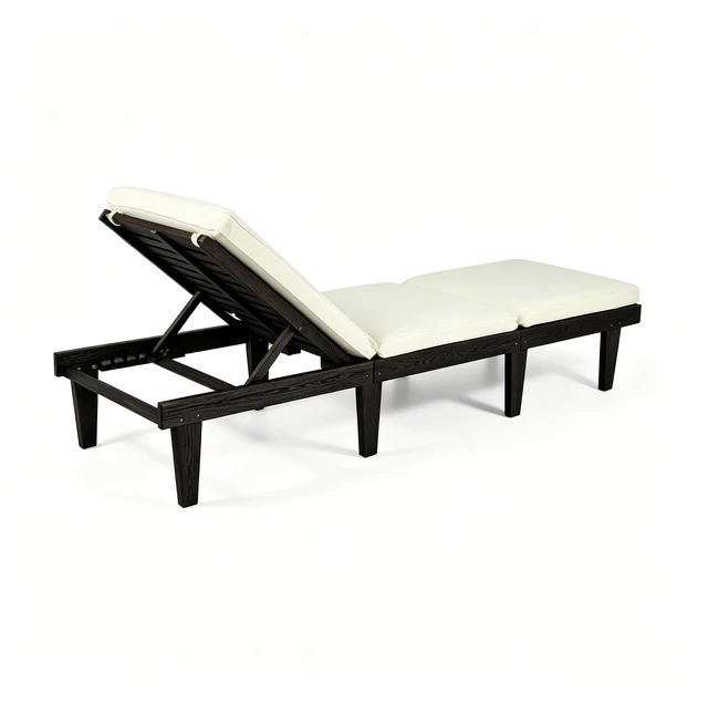 Alt view image 7 of 7 - Chaise Lounge Cushion, Black, Acacia Wood, Patio Seating