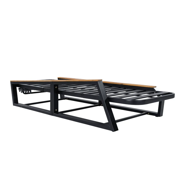 Alt view image 5 of 7 - Adjustable Position Outdoor Chaise Lounge Chair, Patio Reclining Lounger with Armrests Iron Frame for Poolside, Black