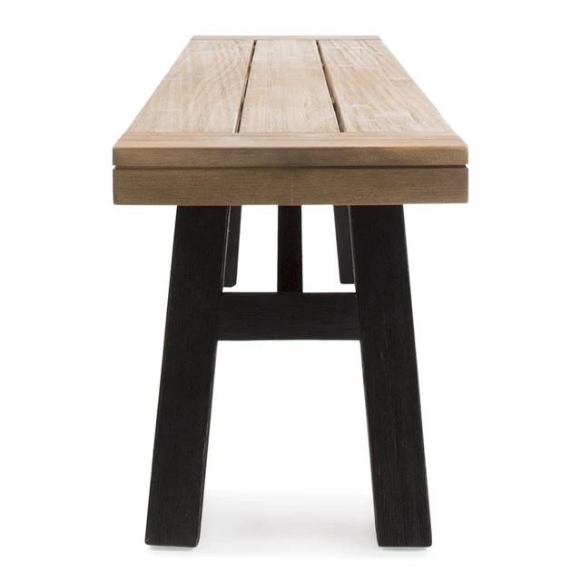 Alt view image 6 of 7 - Outdoor Bench with Slat Panel Design and Wood Frame Set, and, Grey, Acacia Wood, Patio Seating