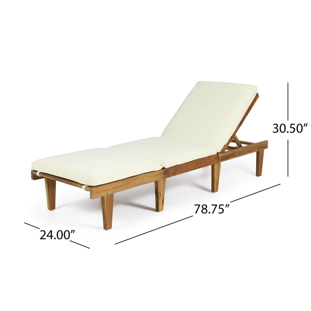 Alt view image 4 of 7 - Chaise Lounge Cushion, Teak, Fabric, Patio Seating