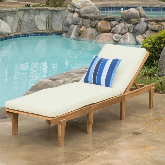 Main image of Chaise Lounge Cushion, Teak, Fabric, Patio Seating