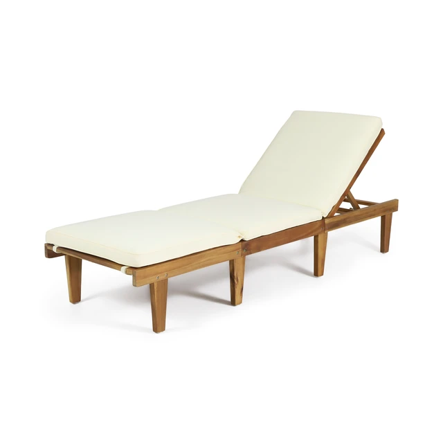Alt view image 5 of 7 - Chaise Lounge Cushion, Teak, Fabric, Patio Seating