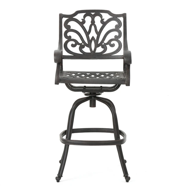 Alt view image 2 of 7 - Cast Aluminium Swivel Bar Stool, Bronze, Patio Seating