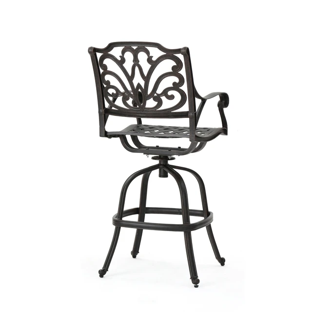 Alt view image 7 of 7 - Cast Aluminium Swivel Bar Stool, Bronze, Patio Seating