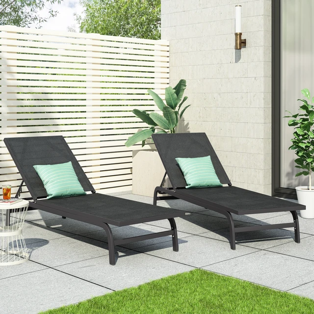 Alt view image 3 of 7 - Chaise Lounge, Dark Grey, Aluminium, Patio Seating