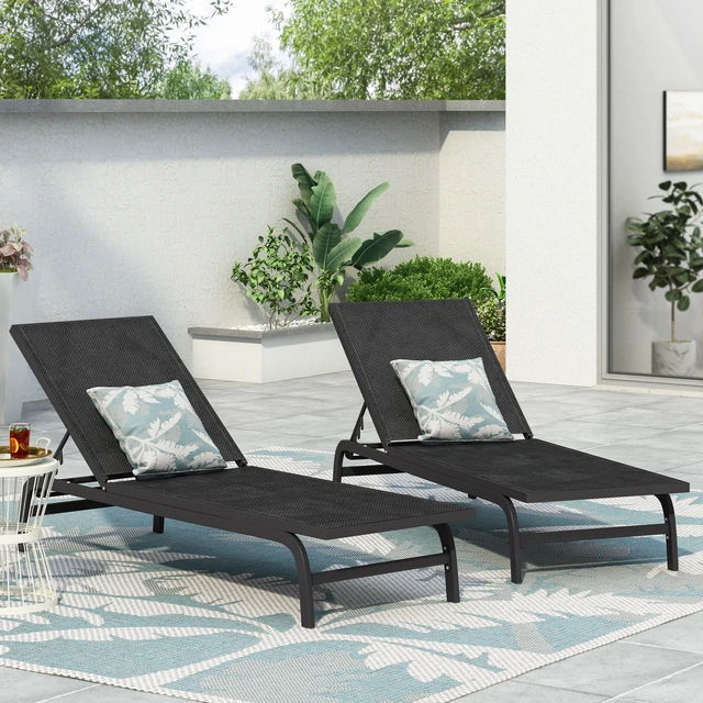 Alt view image 4 of 7 - Chaise Lounge, Dark Grey, Aluminium, Patio Seating