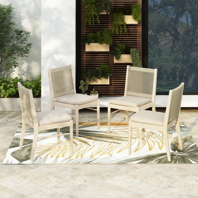 Alt view image 2 of 7 - Dining Chair, Beige, Acacia Wood, Patio Seating
