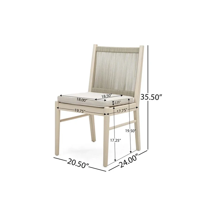 Alt view image 5 of 7 - Dining Chair, Beige, Acacia Wood, Patio Seating