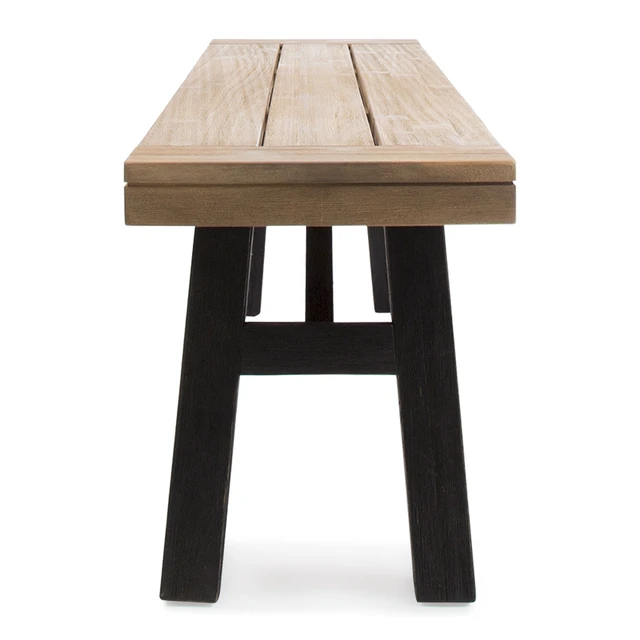 Alt view image 6 of 7 - Outdoor Bench with Slat Panel Design and Wood Frame, and, Grey, Acacia Wood, Patio Seating