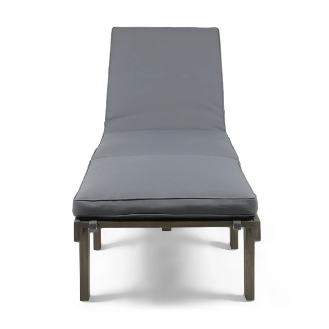 Alt view image 2 of 7 - Chaise Lounge Cushion, Grey, Wood and Fabric, Patio Seating