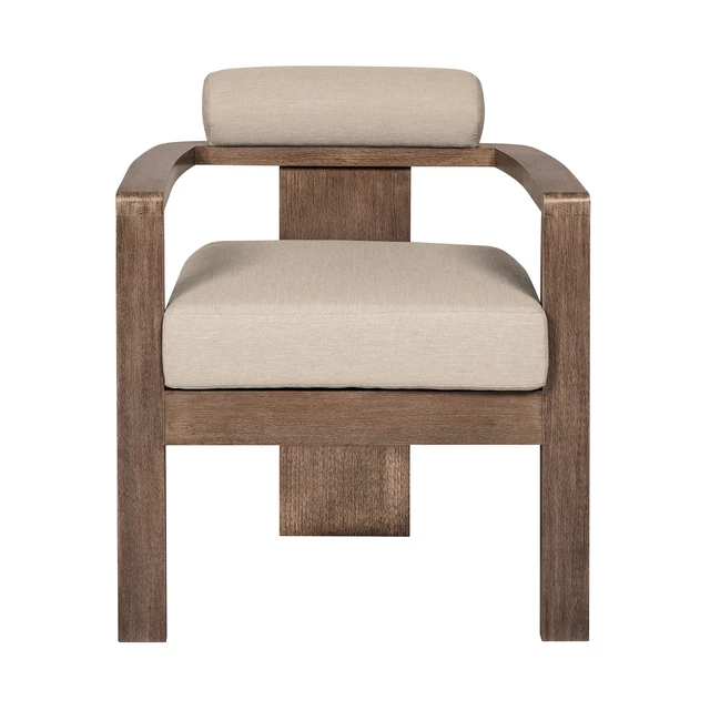 Alt view image 2 of 7 - Relic Outdoor Patio Dining Chair in Weathered Eucalyptus with Olefin Cushions, Brown, Patio Seating