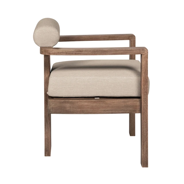 Alt view image 4 of 7 - Relic Outdoor Patio Dining Chair in Weathered Eucalyptus with Olefin Cushions, Brown, Patio Seating
