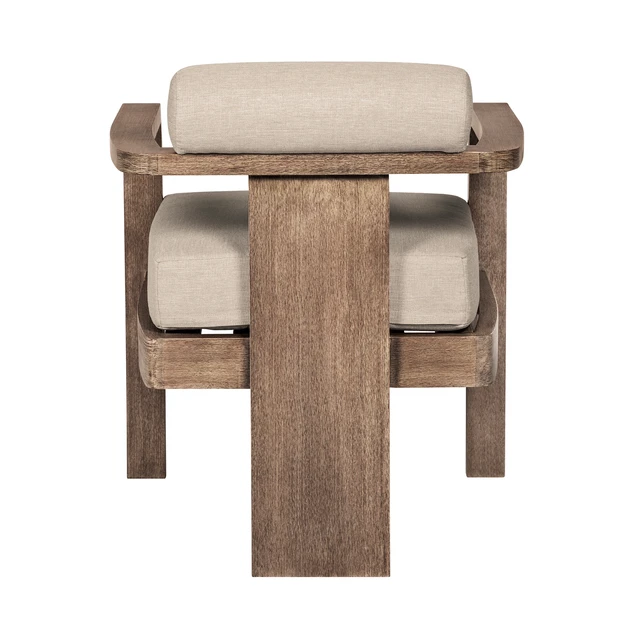 Alt view image 6 of 7 - Relic Outdoor Patio Dining Chair in Weathered Eucalyptus with Olefin Cushions, Brown, Patio Seating