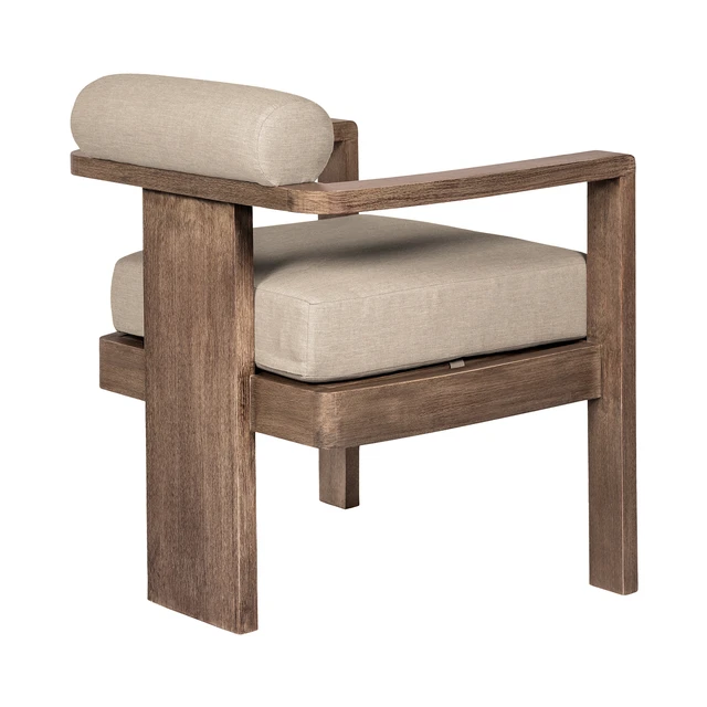 Alt view image 5 of 7 - Relic Outdoor Patio Dining Chair in Weathered Eucalyptus with Olefin Cushions, Brown, Patio Seating