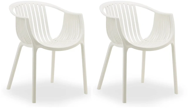 Main image of Patio 2pk Chair, Cream, Plastic, Patio Seating