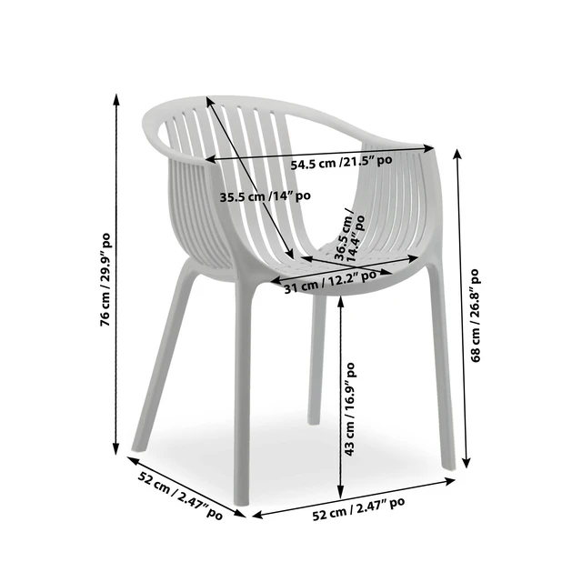 Alt view image 4 of 6 - Patio 2pk Chair, Grey, Plastic, Patio Seating
