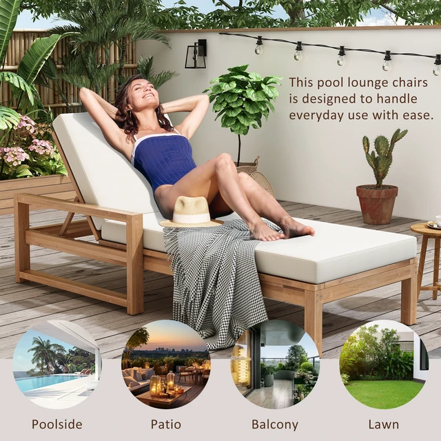 Alt view image 7 of 7 - Outdoor Lounge Chairs Set, Position Chaise Lounge Outdoor Patio Chaise with Cushion and Adjustable Backrest Pool Chairs