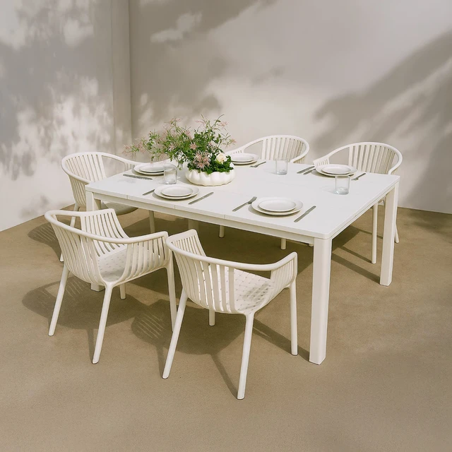 Alt view image 7 of 7 - Patio 2pk Chair, Cream, Plastic, Patio Seating
