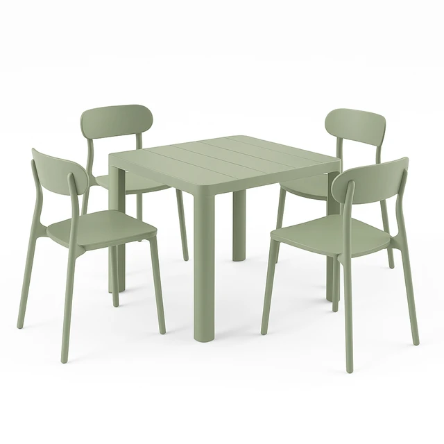 Alt view image 3 of 7 - Patio Stalking Chair Set, Green, Plastic, Patio Seating
