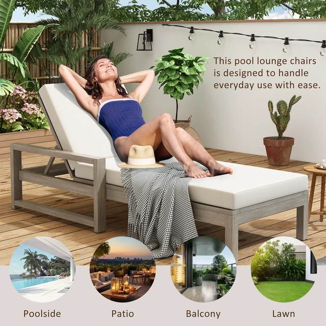 Alt view image 7 of 7 - Outdoor Lounge Chairs Set, Position Chaise Lounge Outdoor Patio Chaise with Cushion and Adjustable Backrest Pool Chairs