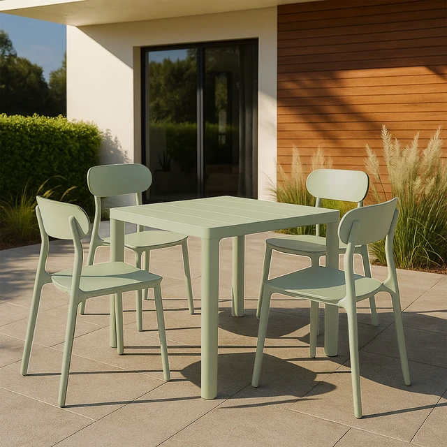 Alt view image 6 of 7 - Patio Stalking Chair Set, Green, Plastic, Patio Seating