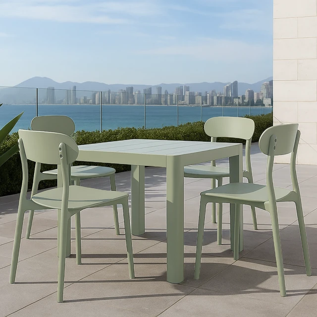 Alt view image 7 of 7 - Patio Stalking Chair Set, Green, Plastic, Patio Seating