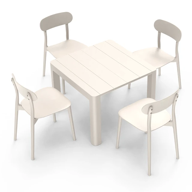 Alt view image 4 of 7 - Patio Stalking Chair Set, Cream, Plastic, Patio Seating