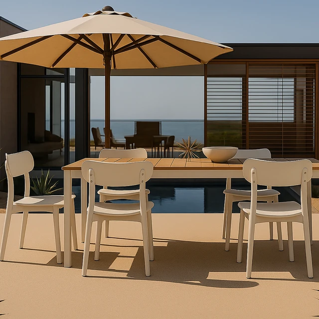 Alt view image 7 of 7 - Patio Stalking Chair Set, Cream, Plastic, Patio Seating