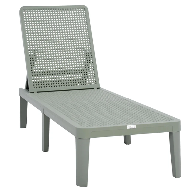 Alt view image 4 of 7 - Outdoor Lounger Chair, Green, Plastic, Patio Seating