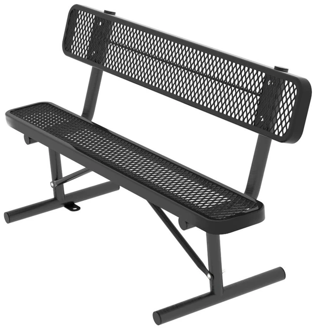 Main image of Set Products-Sku Heavy Duty Outdoor Metal Park Bench with Backrest, All Weather Steel Portable Seating, Amber Black