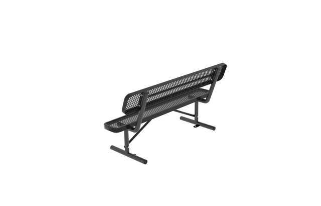 Alt view image 7 of 7 - Set Products-Sku Heavy Duty Outdoor Metal Park Bench with Backrest, All Weather Steel Portable Seating, Amber Black