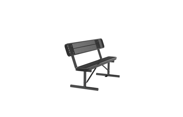 Alt view image 6 of 7 - Set Products-Sku Heavy Duty Outdoor Metal Park Bench with Backrest, All Weather Steel Portable Seating, Amber Black
