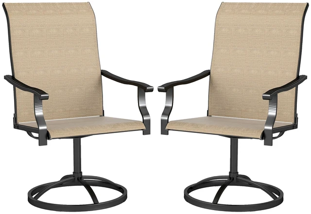 Main image of Outdoor Patio Swivel Chairs Set, High Back Patio Dining Chairs with All Weather Mesh Fabric and Metal Frame for Lawn