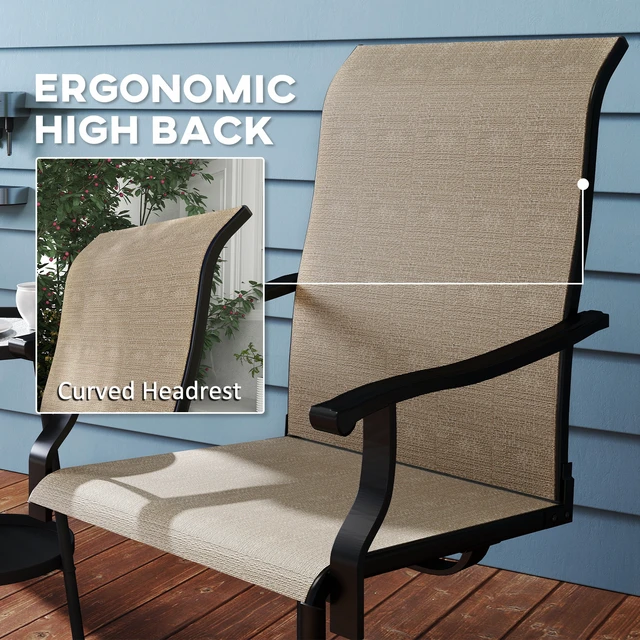 Alt view image 4 of 7 - Outdoor Patio Swivel Chairs Set, High Back Patio Dining Chairs with All Weather Mesh Fabric and Metal Frame for Lawn