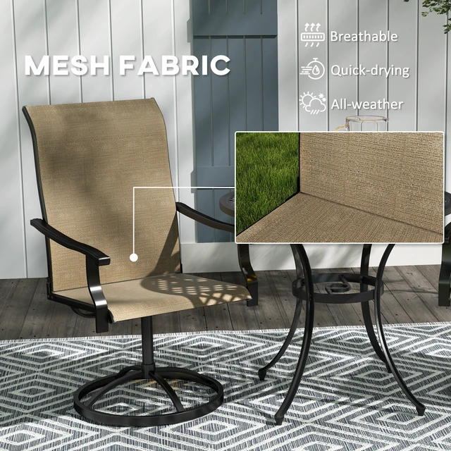 Alt view image 5 of 7 - Outdoor Patio Swivel Chairs Set, High Back Patio Dining Chairs with All Weather Mesh Fabric and Metal Frame for Lawn