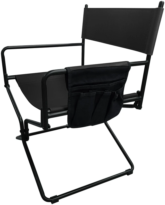 Alt view image 3 of 7 - 21 Inches Leather Director Chair Heavy Duty Folding Camping Chair for Adults, Sports Lawn Outdoor Fishing Courtyard