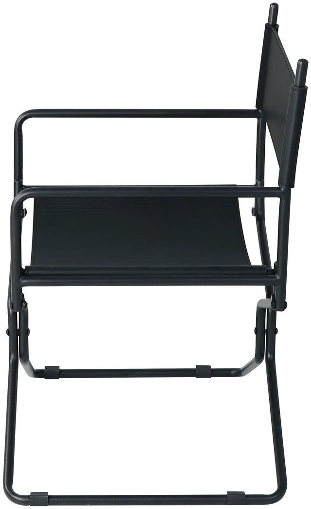 Alt view image 6 of 7 - 21 Inches Leather Director Chair Heavy Duty Folding Camping Chair for Adults, Sports Lawn Outdoor Fishing Courtyard