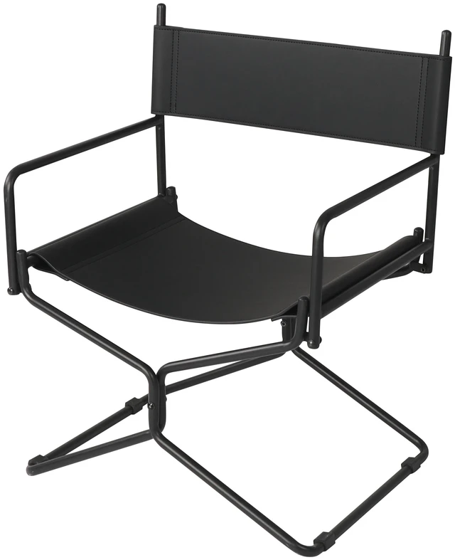 Alt view image 5 of 7 - 21 Inches Leather Director Chair Heavy Duty Folding Camping Chair for Adults, Sports Lawn Outdoor Fishing Courtyard