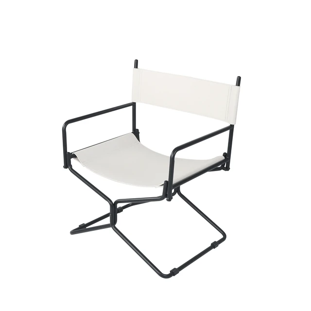 Alt view image 2 of 7 - 21 Inches Leather Director Chair Heavy Duty Folding Camping Chair for Adults, Sports Lawn Outdoor Fishing Courtyard