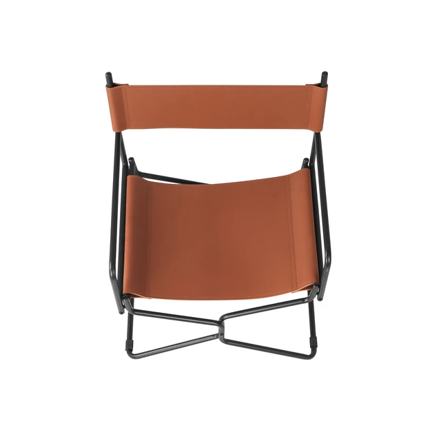 Alt view image 7 of 7 - 21 Inches Leather Director Chair Heavy Duty Folding Camping Chair for Adults, Sports Lawn Outdoor Fishing Courtyard