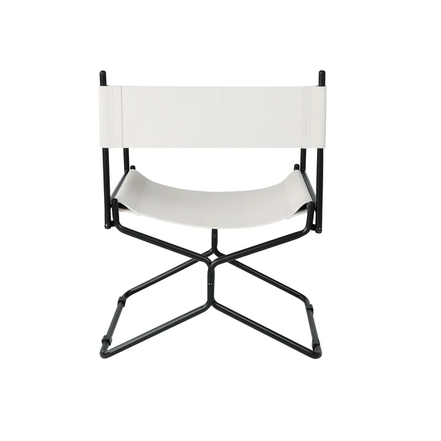 Alt view image 6 of 7 - 21 Inches Leather Director Chair Heavy Duty Folding Camping Chair for Adults, Sports Lawn Outdoor Fishing Courtyard