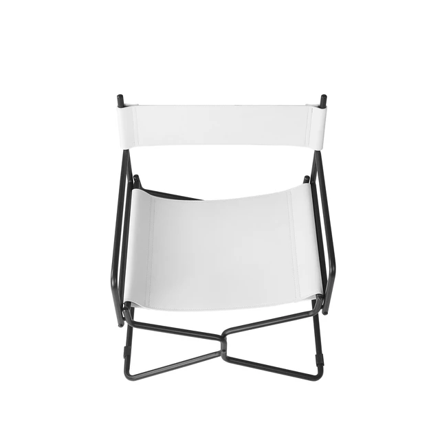 Alt view image 5 of 7 - 21 Inches Leather Director Chair Heavy Duty Folding Camping Chair for Adults, Sports Lawn Outdoor Fishing Courtyard
