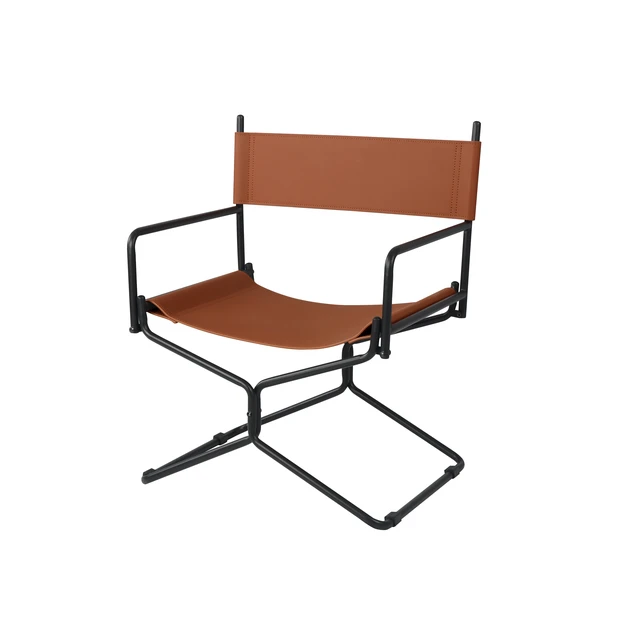 Alt view image 5 of 7 - 21 Inches Leather Director Chair Heavy Duty Folding Camping Chair for Adults, Sports Lawn Outdoor Fishing Courtyard