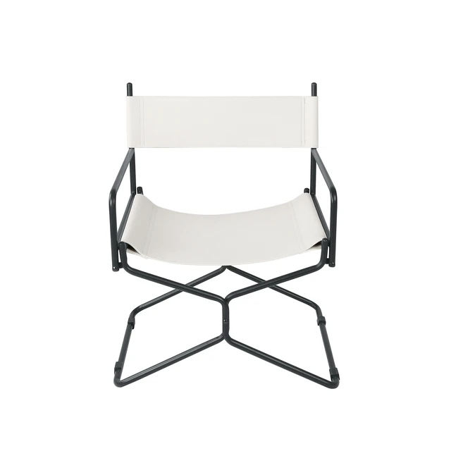 Alt view image 3 of 7 - 21 Inches Leather Director Chair Heavy Duty Folding Camping Chair for Adults, Sports Lawn Outdoor Fishing Courtyard