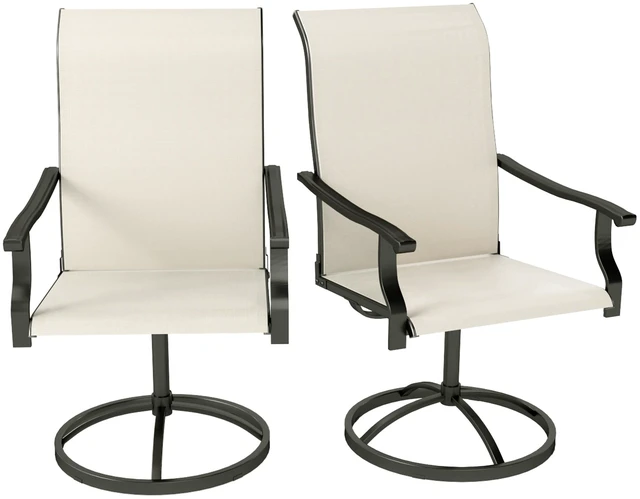 Main image of Outdoor Patio Swivel Chairs Set, High Back Patio Dining Chairs with All Weather Mesh Fabric and Metal Frame for Lawn