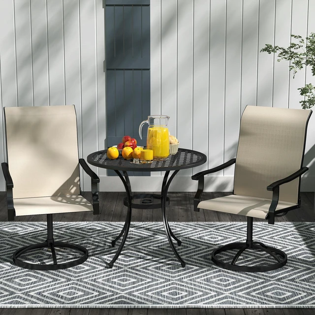 Alt view image 2 of 7 - Outdoor Patio Swivel Chairs Set, High Back Patio Dining Chairs with All Weather Mesh Fabric and Metal Frame for Lawn