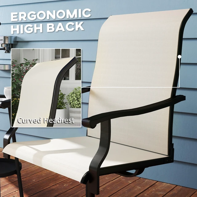 Alt view image 6 of 7 - Outdoor Patio Swivel Chairs Set, High Back Patio Dining Chairs with All Weather Mesh Fabric and Metal Frame for Lawn