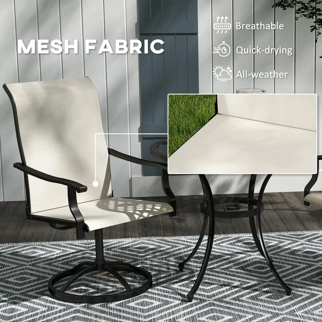 Alt view image 7 of 7 - Outdoor Patio Swivel Chairs Set, High Back Patio Dining Chairs with All Weather Mesh Fabric and Metal Frame for Lawn