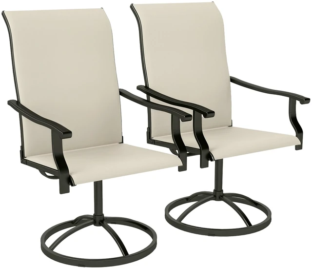 Alt view image 3 of 7 - Outdoor Patio Swivel Chairs Set, High Back Patio Dining Chairs with All Weather Mesh Fabric and Metal Frame for Lawn