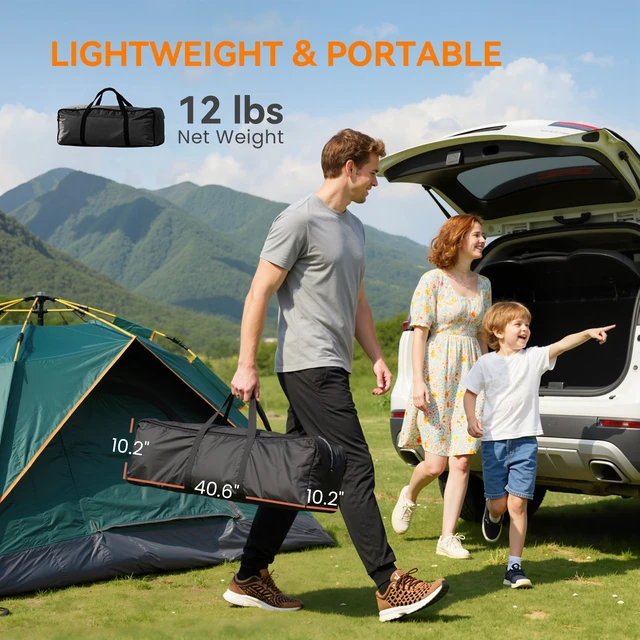 Alt view image 2 of 7 - Single Padded Camping Chair for Adults, Portable Folding Camping Chair with Side Pockets Cup Holders and Carry Bag